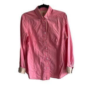 𝅺VAN LAACK Pink Cotton Button Front Long Sleeve Shirt Can Fold Cuffs 42